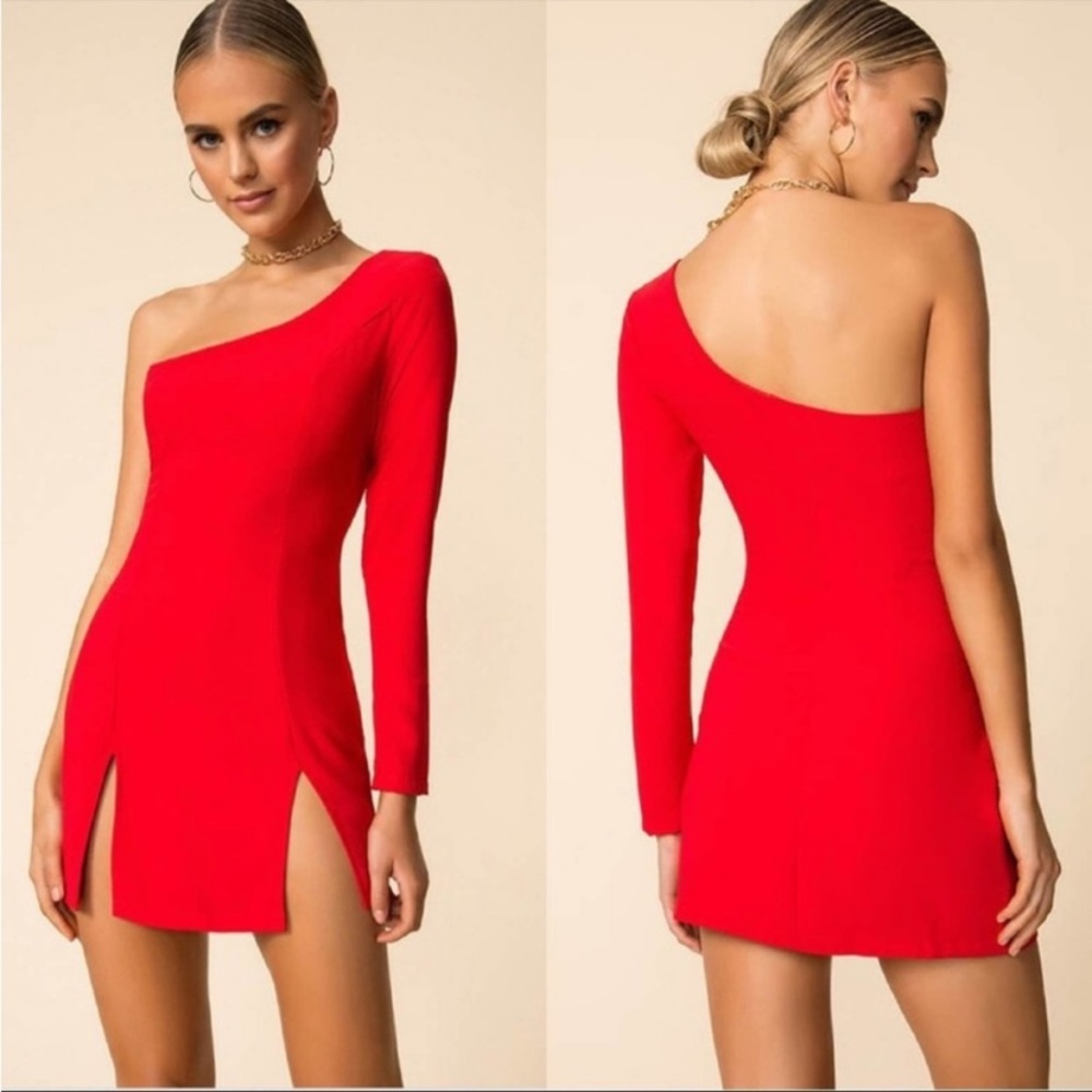 Revolve One Shoulder Red Dress